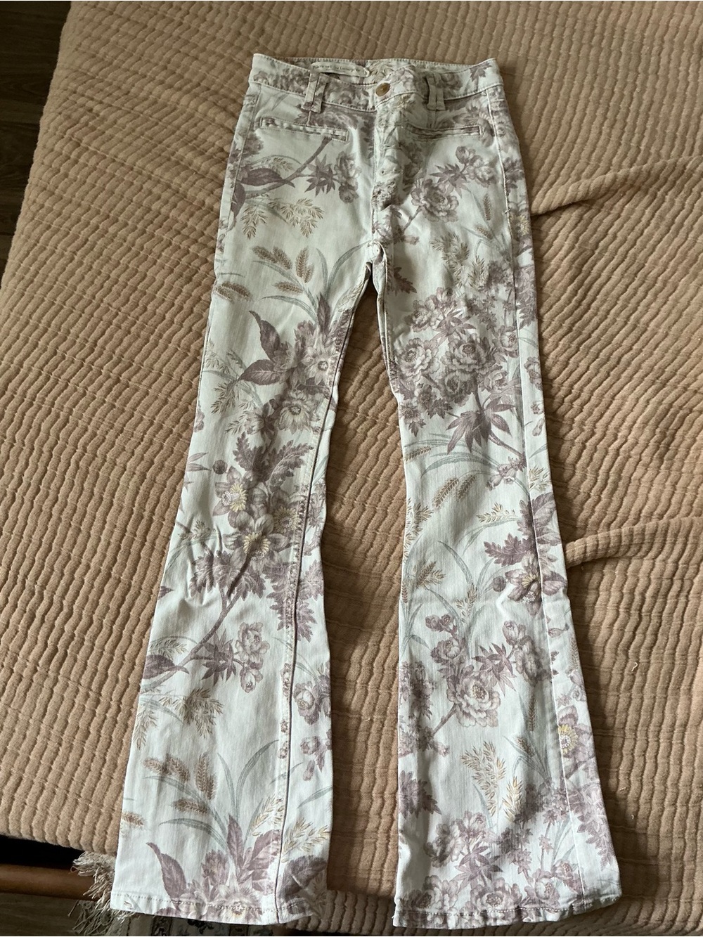High-Rise Bootcut Floral Jeans